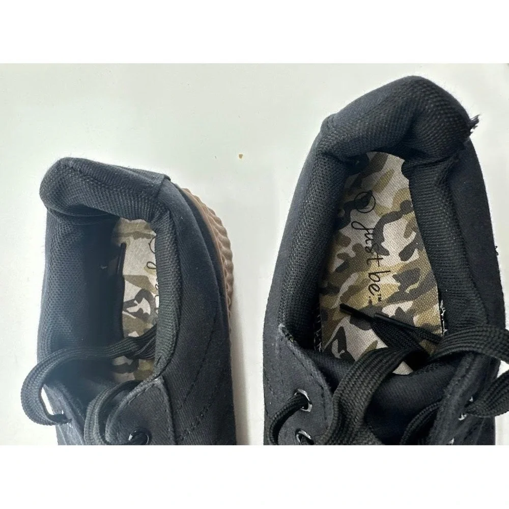 Just Be Black Canvas Platform Creeper Sneakers Gum Sole Womens Size 9 0800735